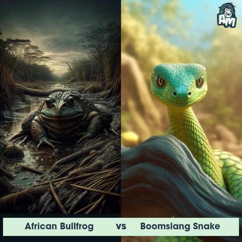 African Bullfrog vs Boomslang Snake - Animal Matchup