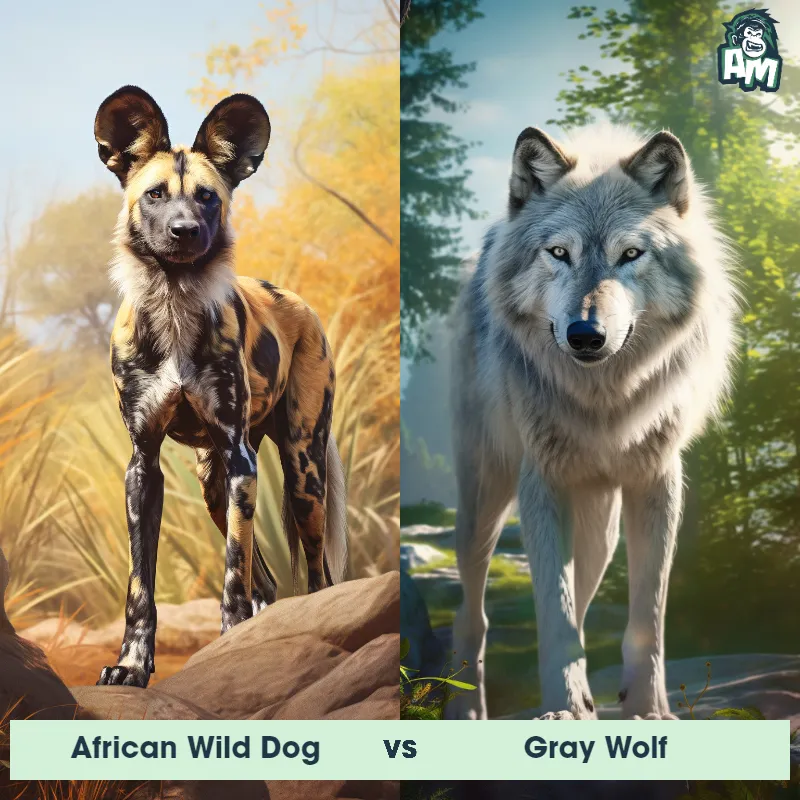 African Wild Dog vs Gray Wolf - Animal Matchup