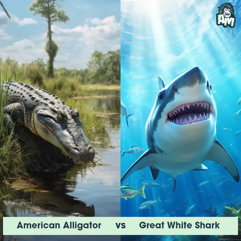 American Alligator vs Great White Shark - Animal Matchup