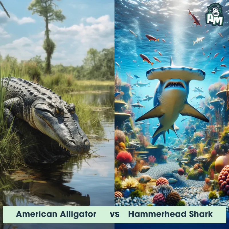 American Alligator vs Hammerhead Shark - Animal Matchup
