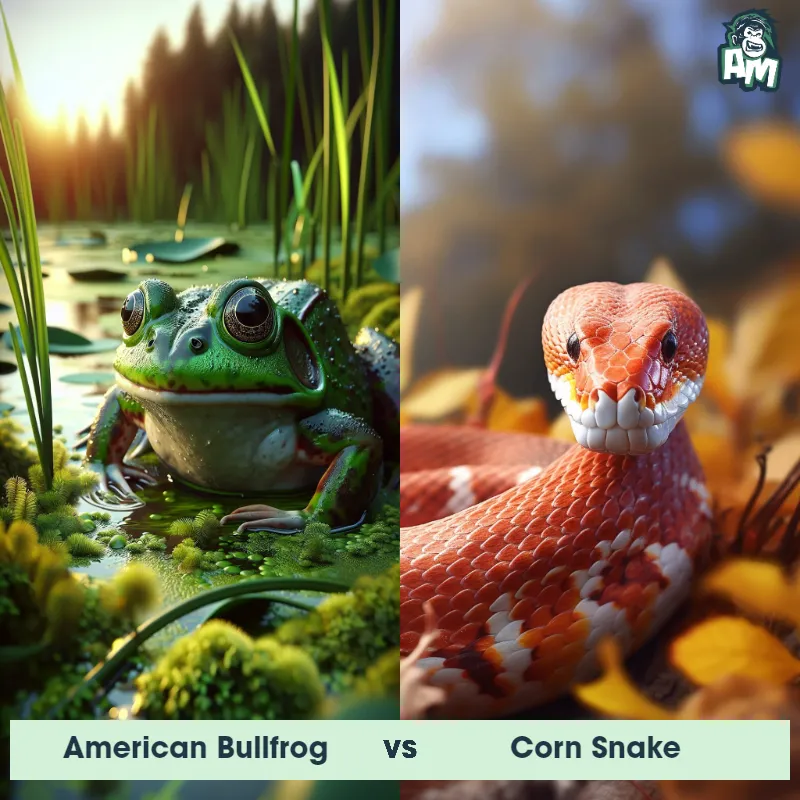 American Bullfrog vs Corn Snake - Animal Matchup