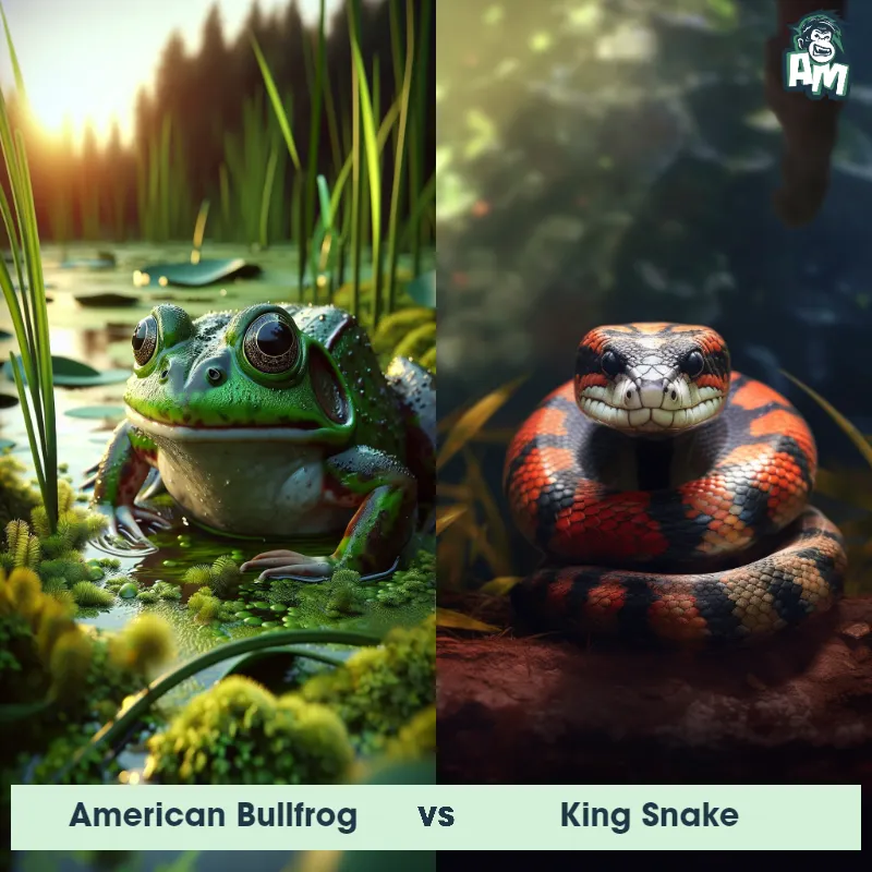 American Bullfrog vs King Snake - Animal Matchup