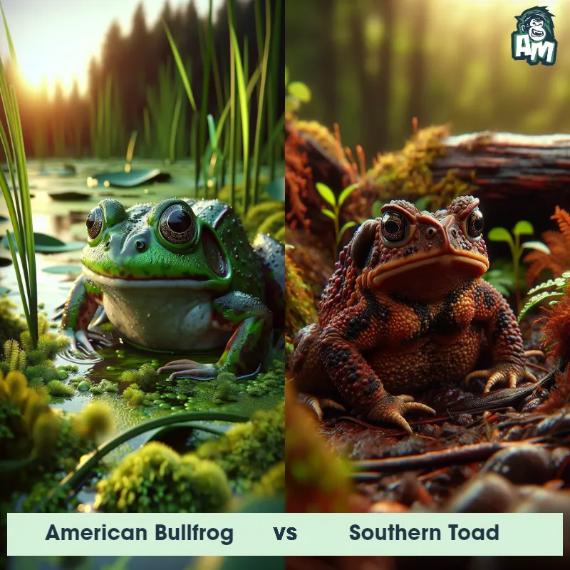 American Bullfrog vs Southern Toad - Animal Matchup