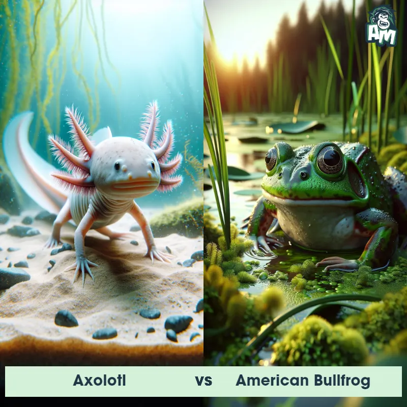 Axolotl vs American Bullfrog - Animal Matchup