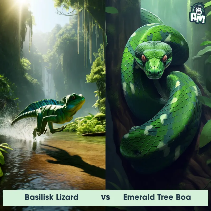 Basilisk Lizard vs Emerald Tree Boa - Animal Matchup