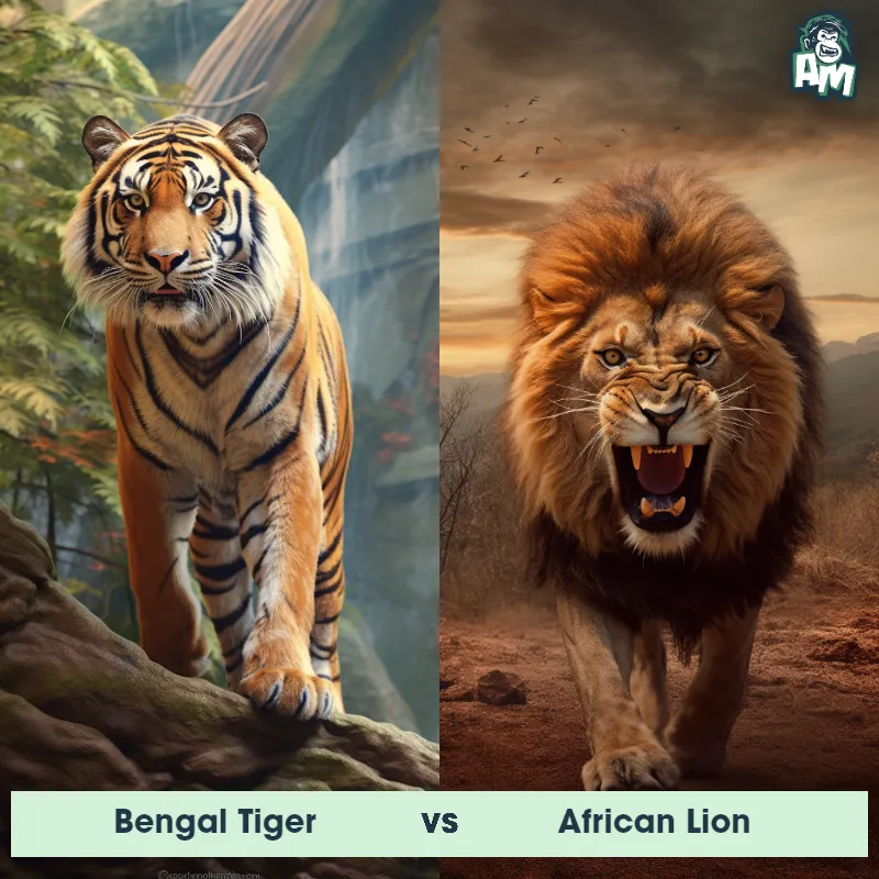 Bengal Tiger vs African Lion - Animal Matchup