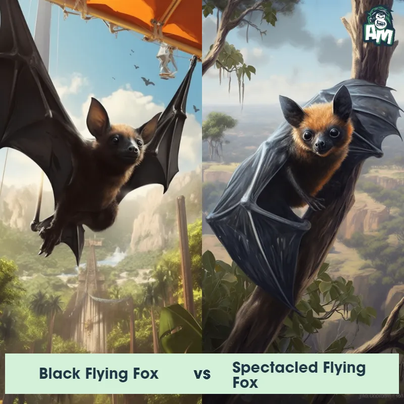Black Flying Fox vs Spectacled Flying Fox - Animal Matchup