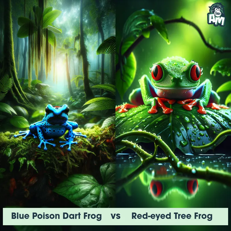 Blue Poison Dart Frog vs Red-eyed Tree Frog - Animal Matchup