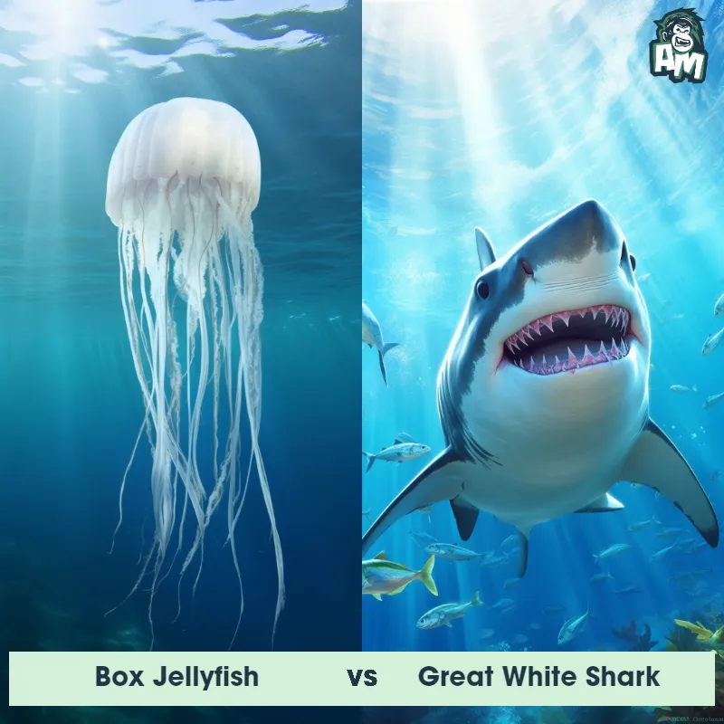 Box Jellyfish Vs Great White Shark - Animal Matchup
