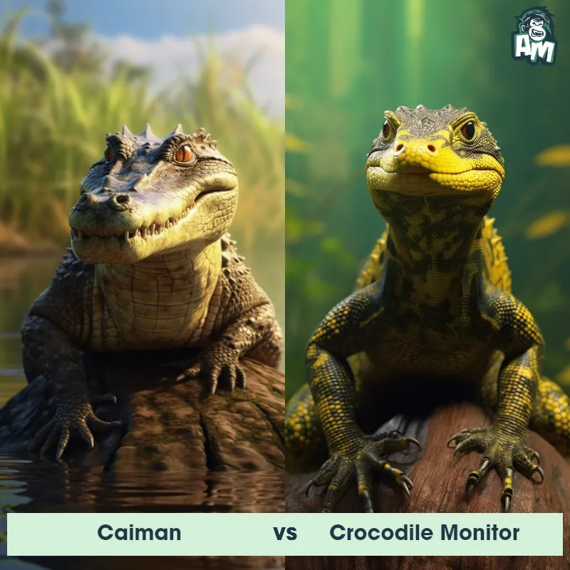 Caiman vs Crocodile Monitor - Animal Matchup