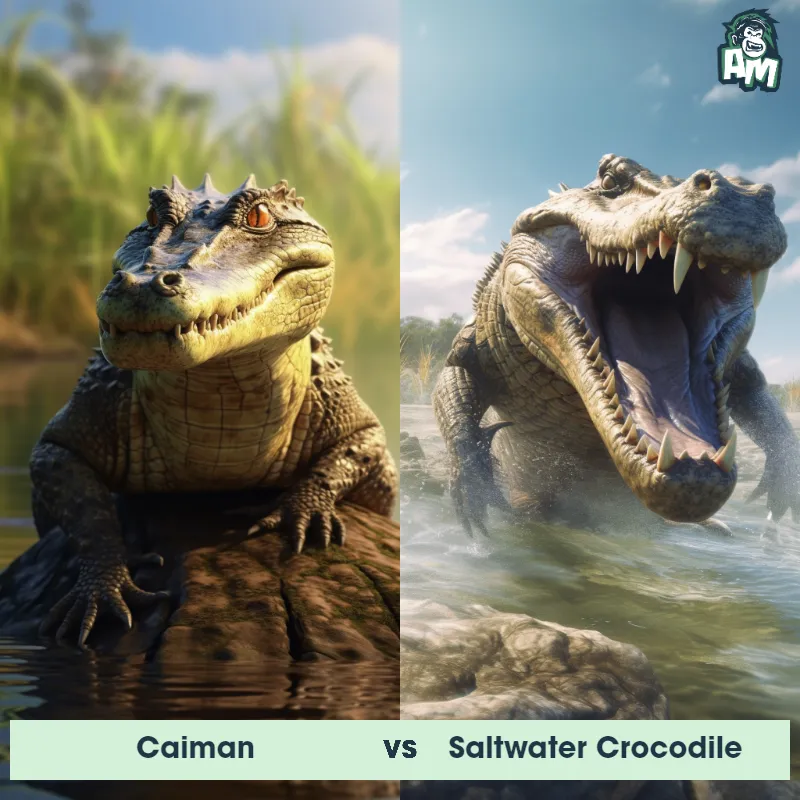 Caiman vs Saltwater Crocodile - Animal Matchup