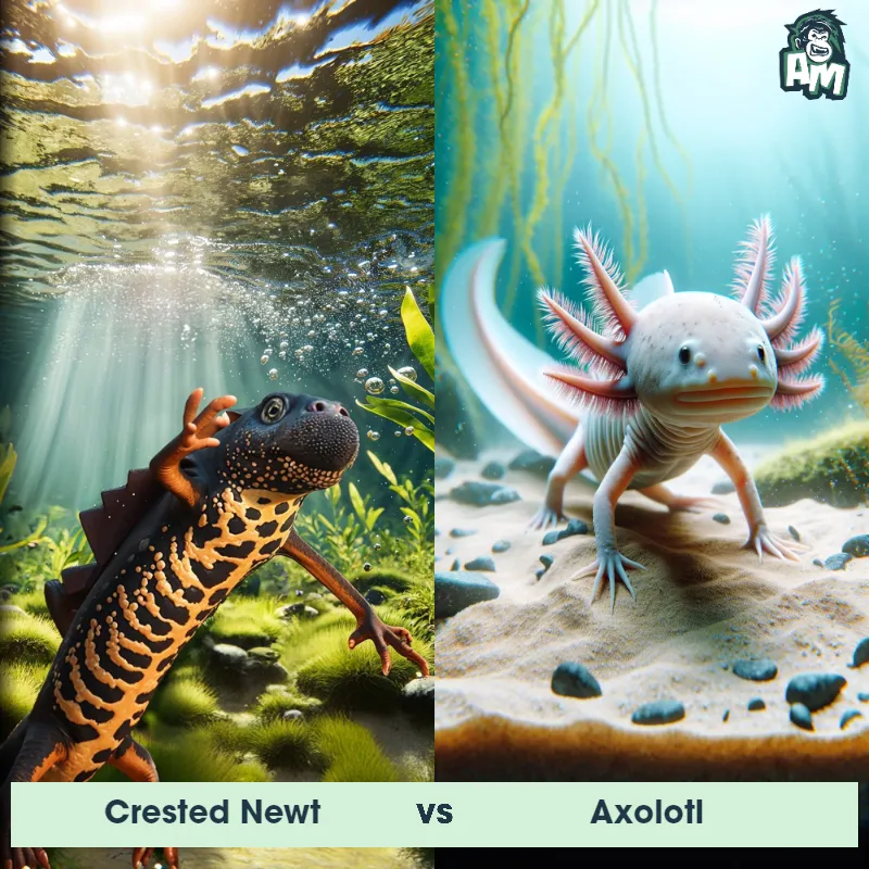 Crested Newt vs Axolotl - Animal Matchup