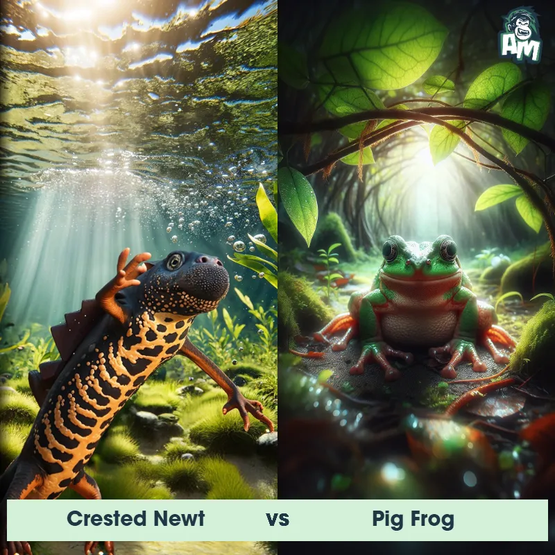 Crested Newt vs Pig Frog - Animal Matchup