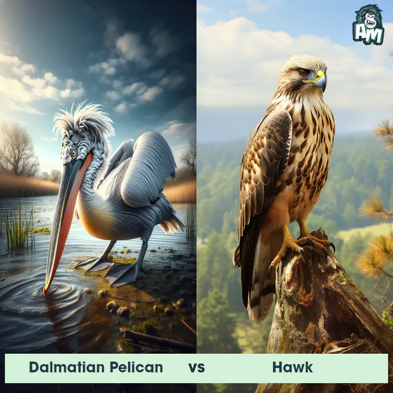 Dalmatian Pelican vs Hawk - Animal Matchup