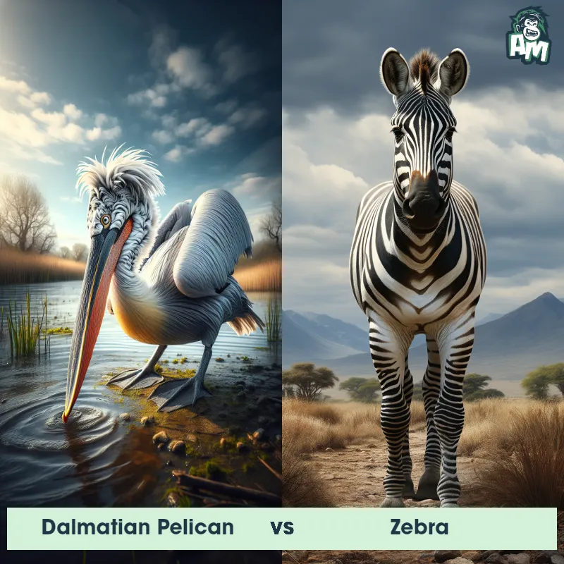 Dalmatian Pelican vs Zebra - Animal Matchup