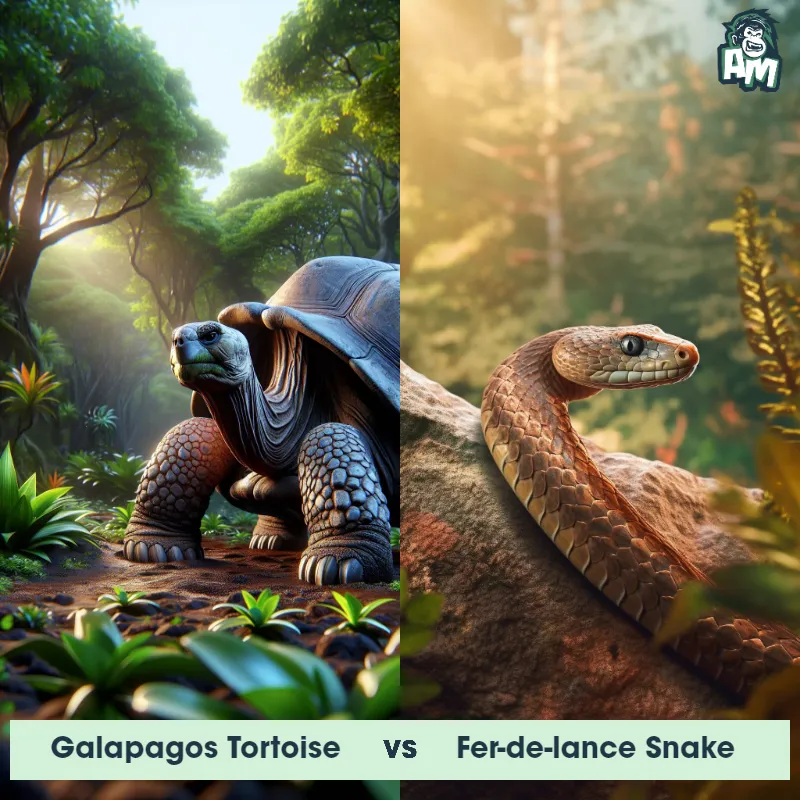 Galapagos Tortoise vs Fer-de-lance Snake - Animal Matchup