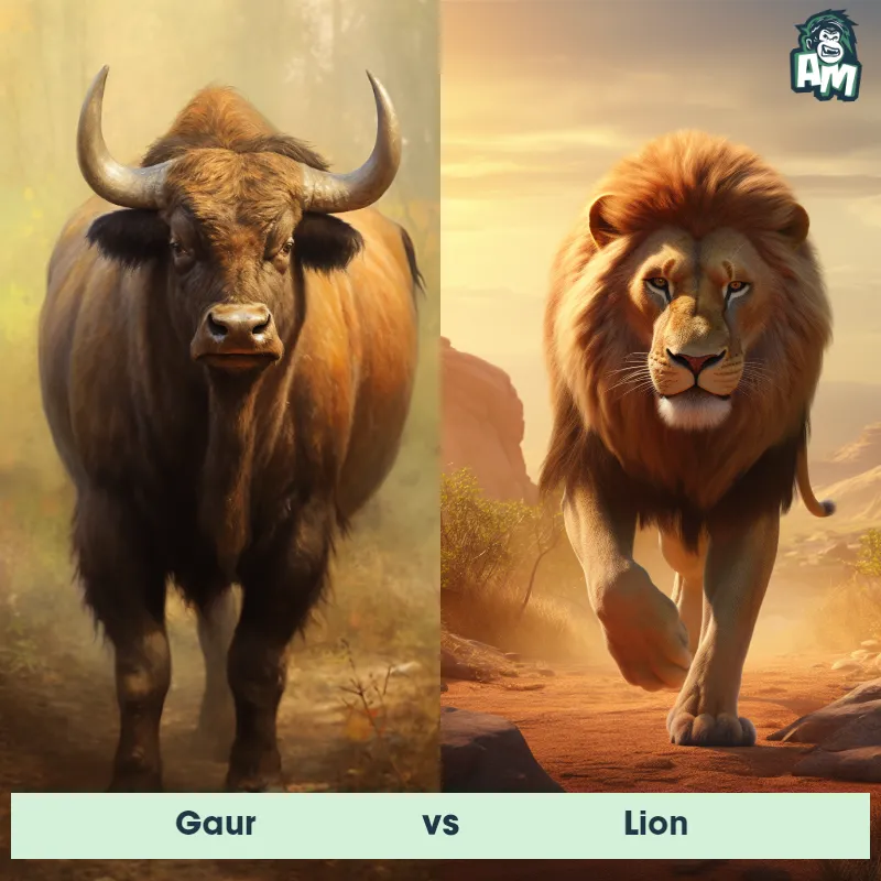 Gaur vs Lion - Animal Matchup