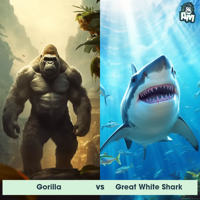 Gorilla vs Great White Shark - Animal Matchup