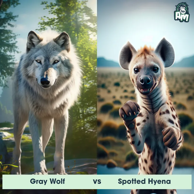 Gray Wolf vs Spotted Hyena - Animal Matchup