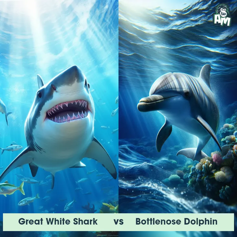 Great White Shark vs Bottlenose Dolphin - Animal Matchup