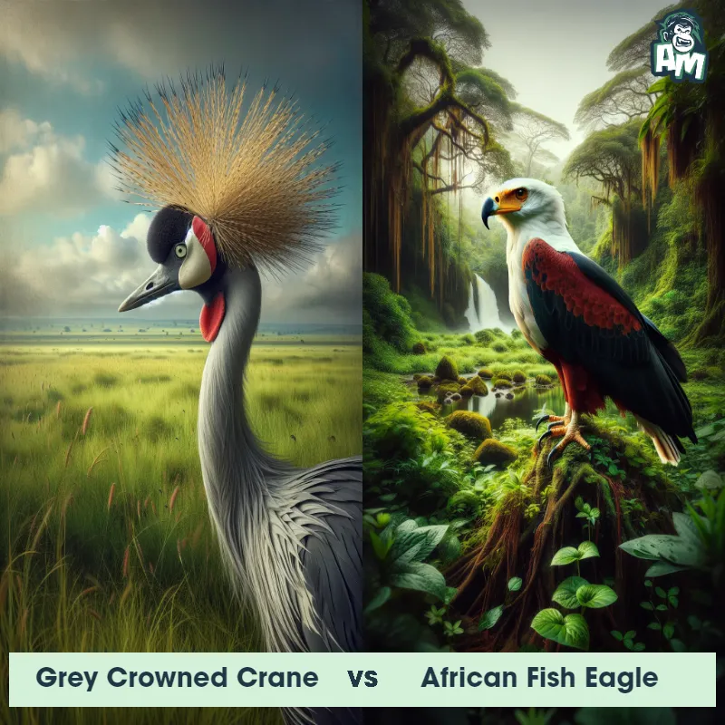 Grey Crowned Crane vs African Fish Eagle - Animal Matchup