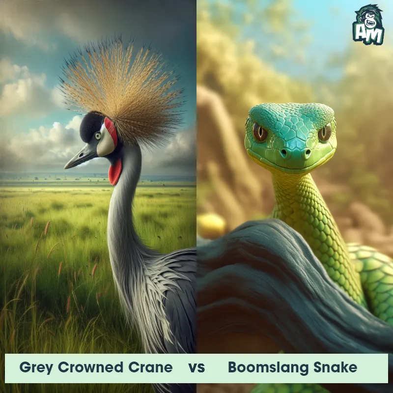 Grey Crowned Crane vs Boomslang Snake - Animal Matchup