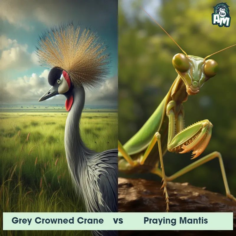 Grey Crowned Crane vs Praying Mantis - Animal Matchup