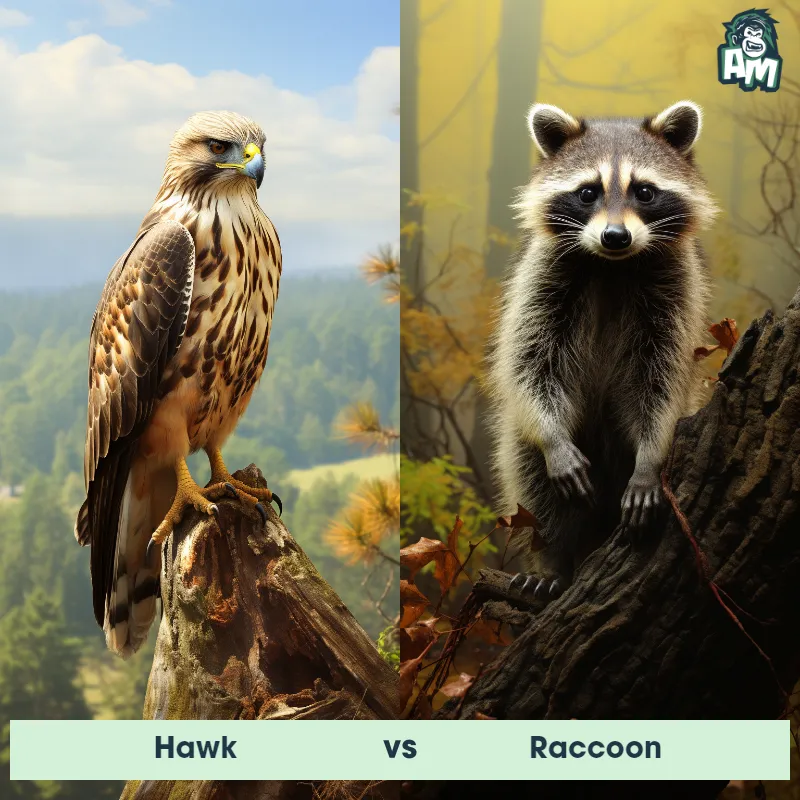 Hawk vs Raccoon - Animal Matchup