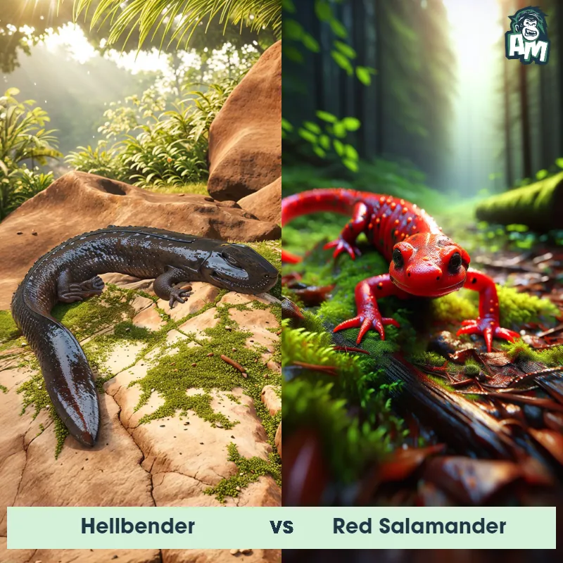 Hellbender vs Red Salamander - Animal Matchup