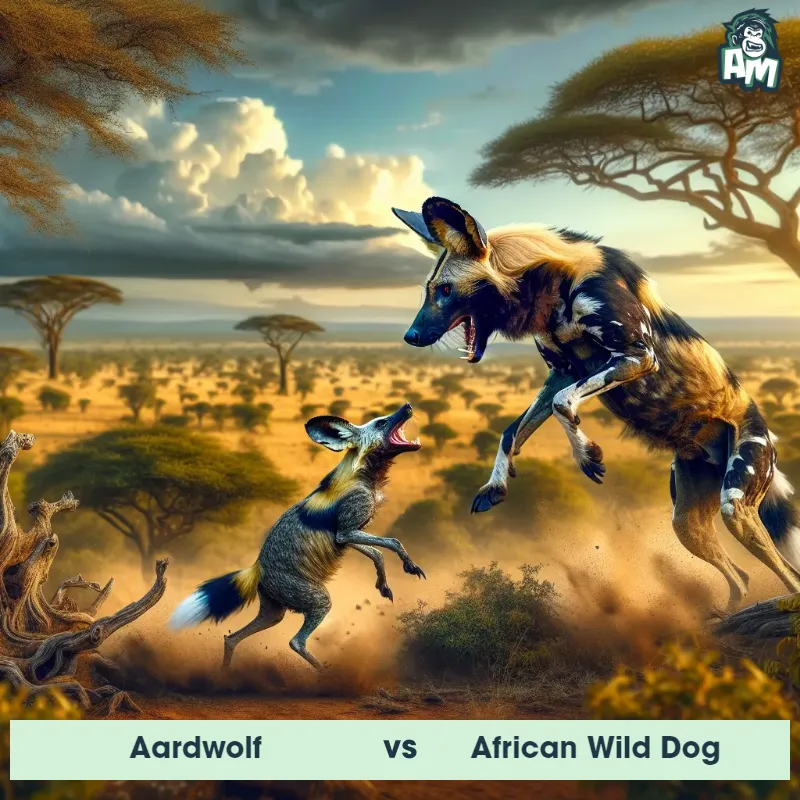 Aardwolf vs African Wild Dog, Battle, Aardwolf On The Offense - Animal Matchup