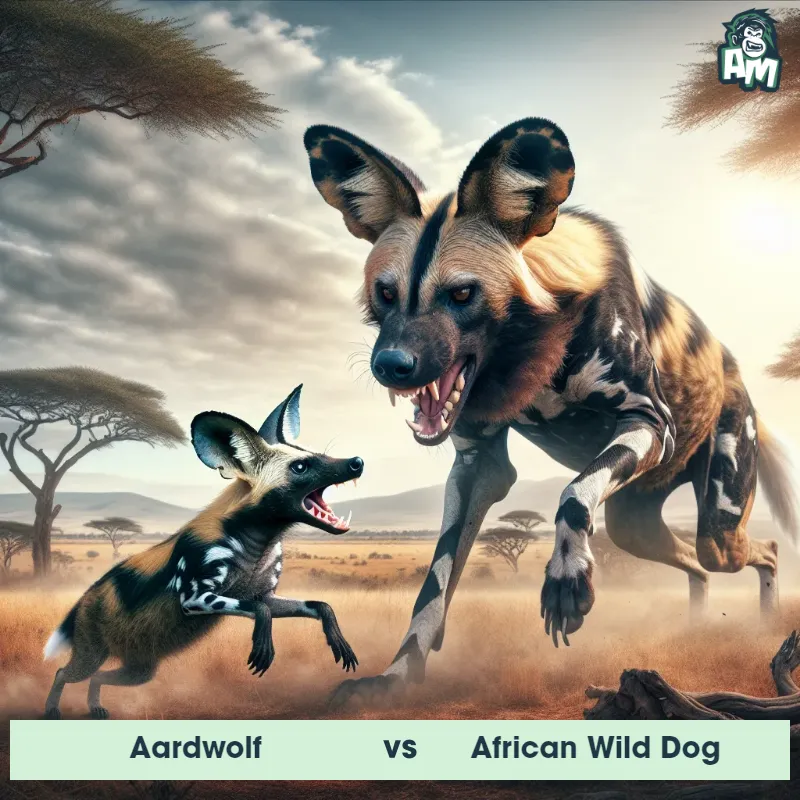 Aardwolf vs African Wild Dog, Battle, African Wild Dog On The Offense - Animal Matchup