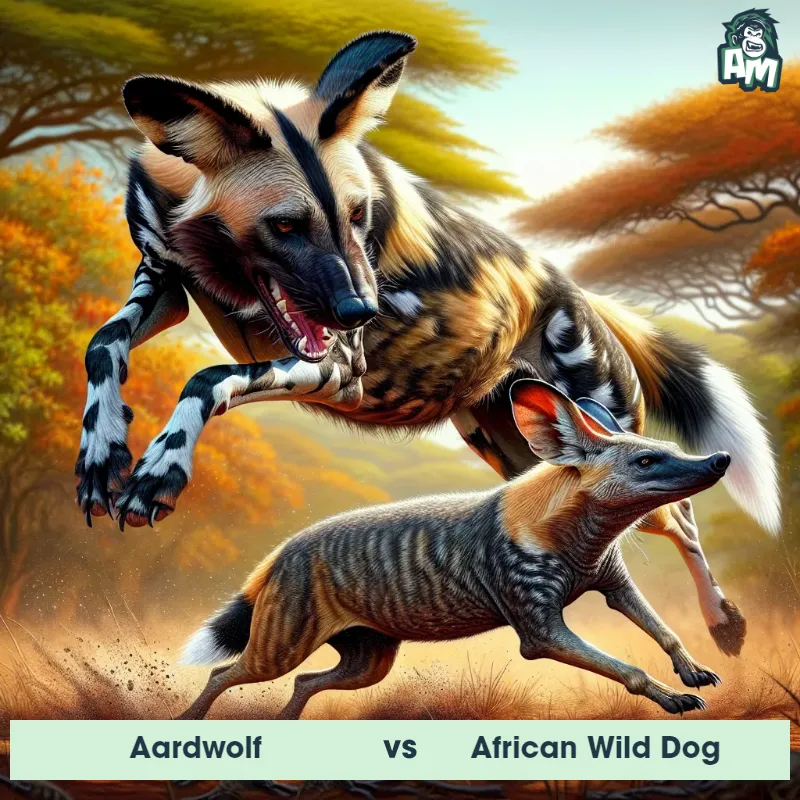 Aardwolf vs African Wild Dog, Chase, African Wild Dog On The Offense - Animal Matchup