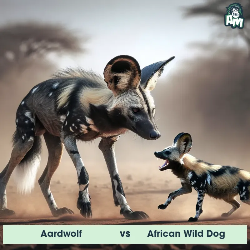Aardwolf vs African Wild Dog, Fight, Aardwolf On The Offense - Animal Matchup