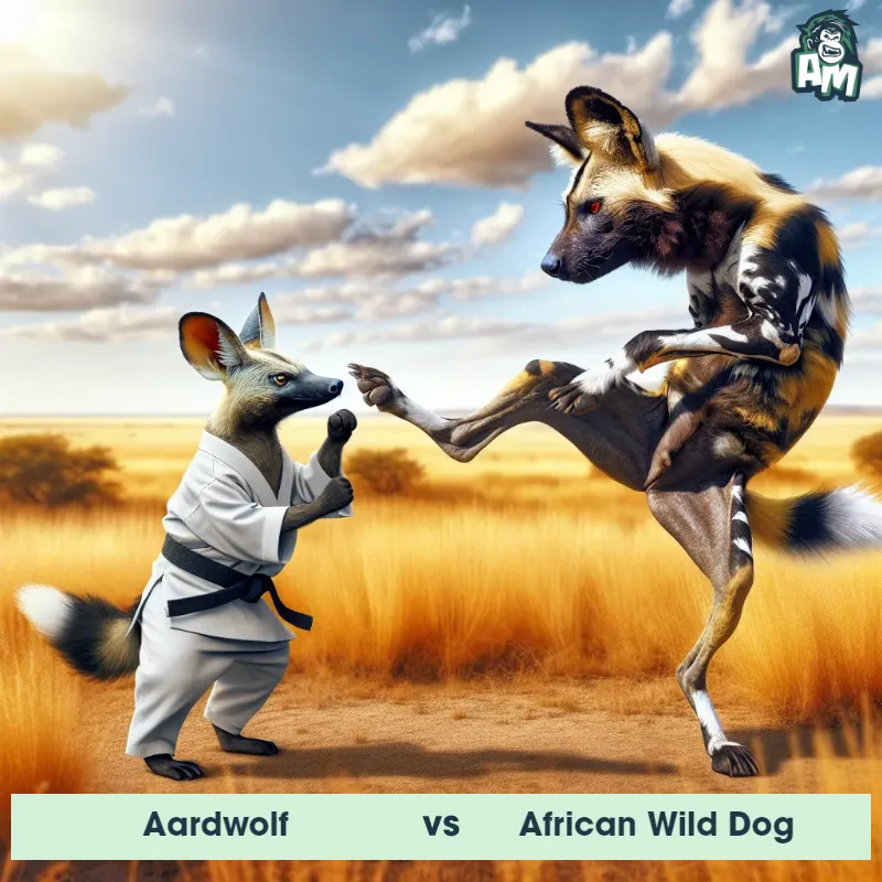 Aardwolf vs African Wild Dog, Karate, Aardwolf On The Offense - Animal Matchup