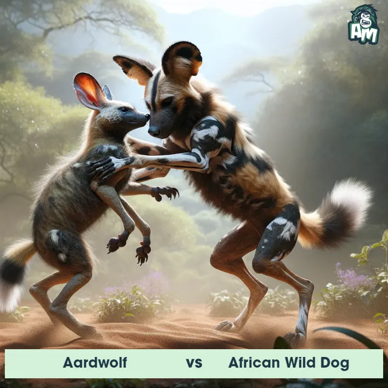 Aardwolf vs African Wild Dog, Wrestling, Aardwolf On The Offense - Animal Matchup