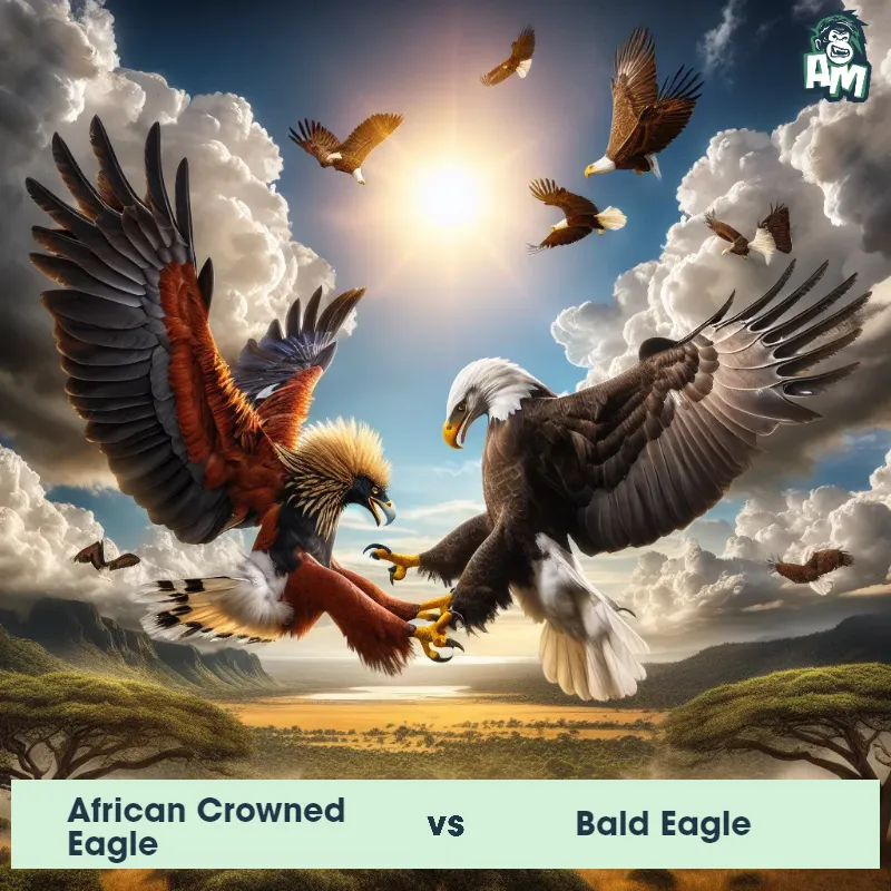 African Crowned Eagle vs Bald Eagle, Wrestling, African Crowned Eagle On The Offense - Animal Matchup