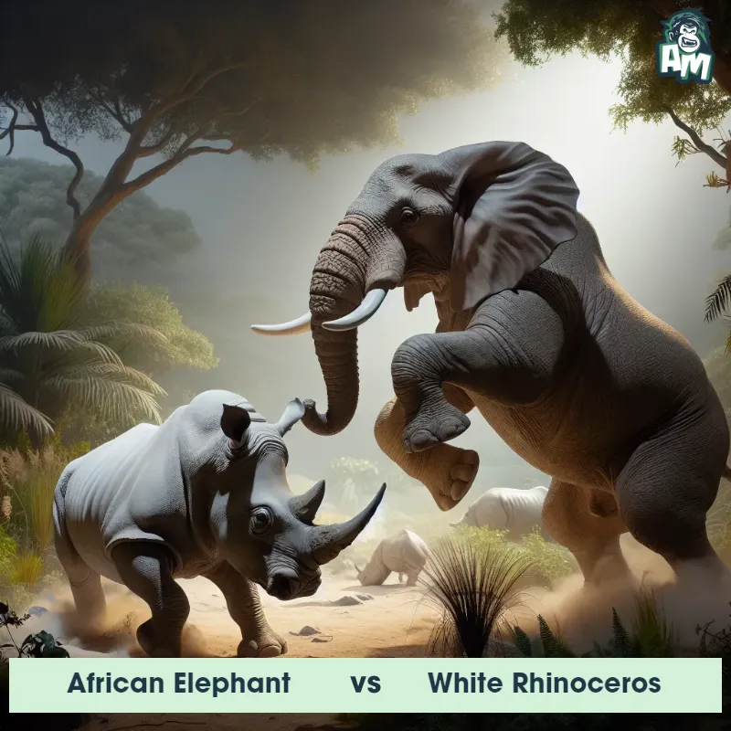 African Elephant vs White Rhinoceros, Dance-off, African Elephant On The Offense - Animal Matchup