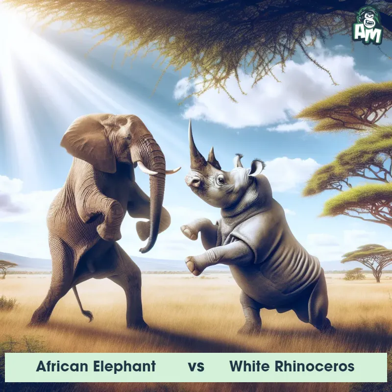 African Elephant vs White Rhinoceros, Karate, African Elephant On The Offense - Animal Matchup