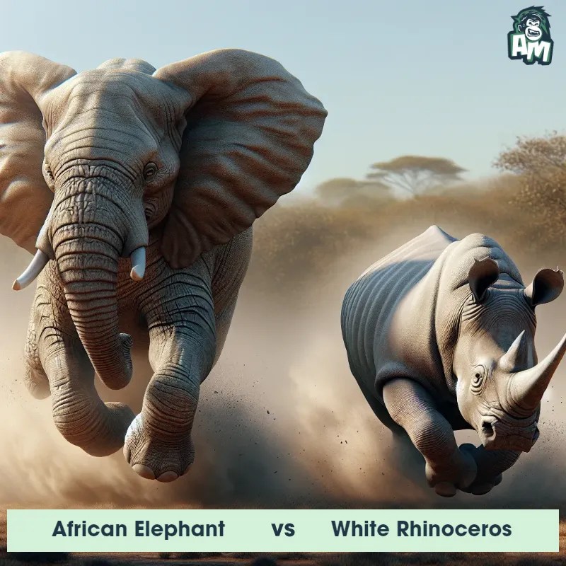 African Elephant vs White Rhinoceros, Race, African Elephant On The Offense - Animal Matchup
