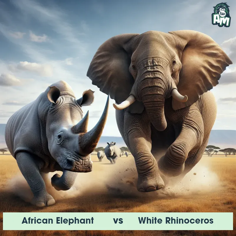 African Elephant vs White Rhinoceros, Race, White Rhinoceros On The Offense - Animal Matchup