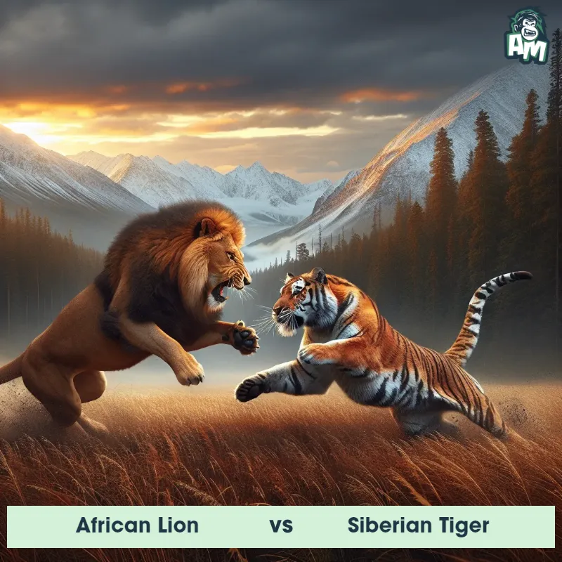 African Lion vs Siberian Tiger, Battle, Siberian Tiger On The Offense - Animal Matchup