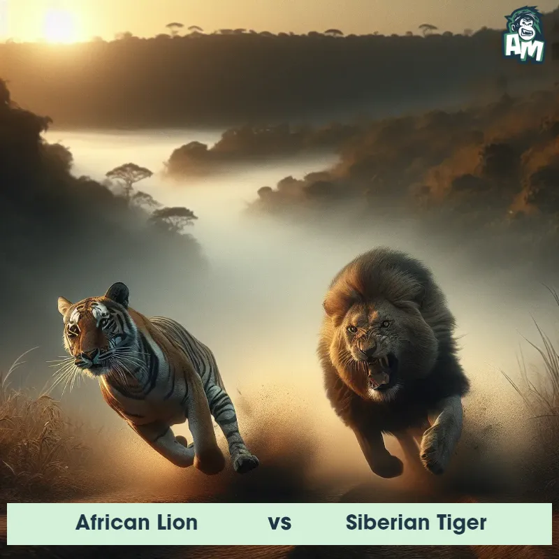 African Lion vs Siberian Tiger, Chase, Siberian Tiger On The Offense - Animal Matchup