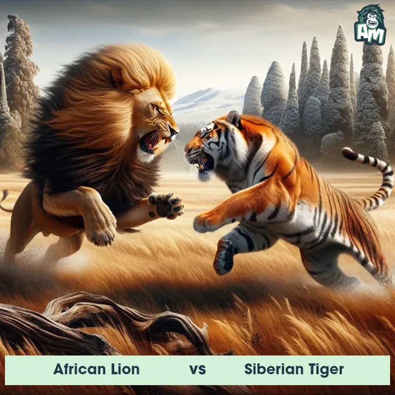 African Lion vs Siberian Tiger, Fight, African Lion On The Offense - Animal Matchup