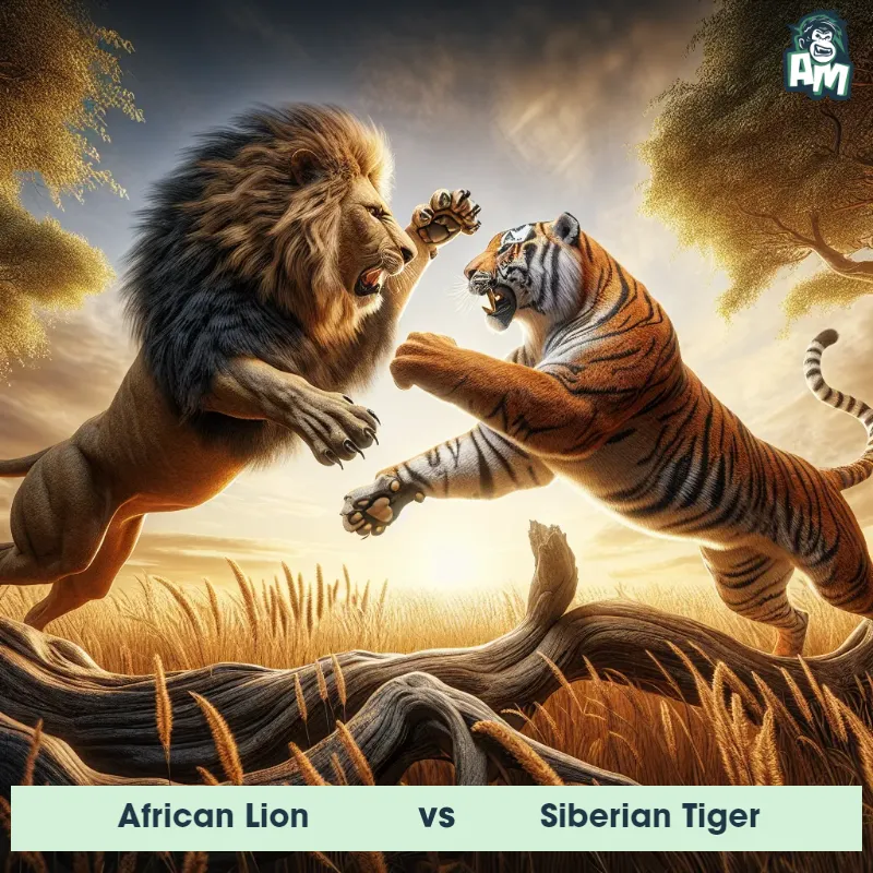 African Lion vs Siberian Tiger, Fight, Siberian Tiger On The Offense - Animal Matchup