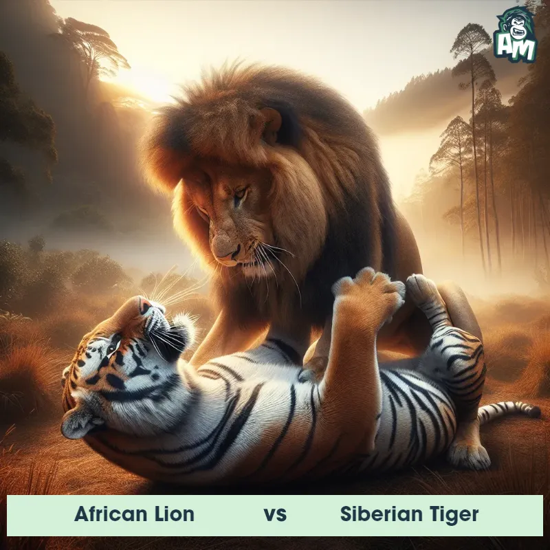 African Lion vs Siberian Tiger, Wrestling, African Lion On The Offense - Animal Matchup