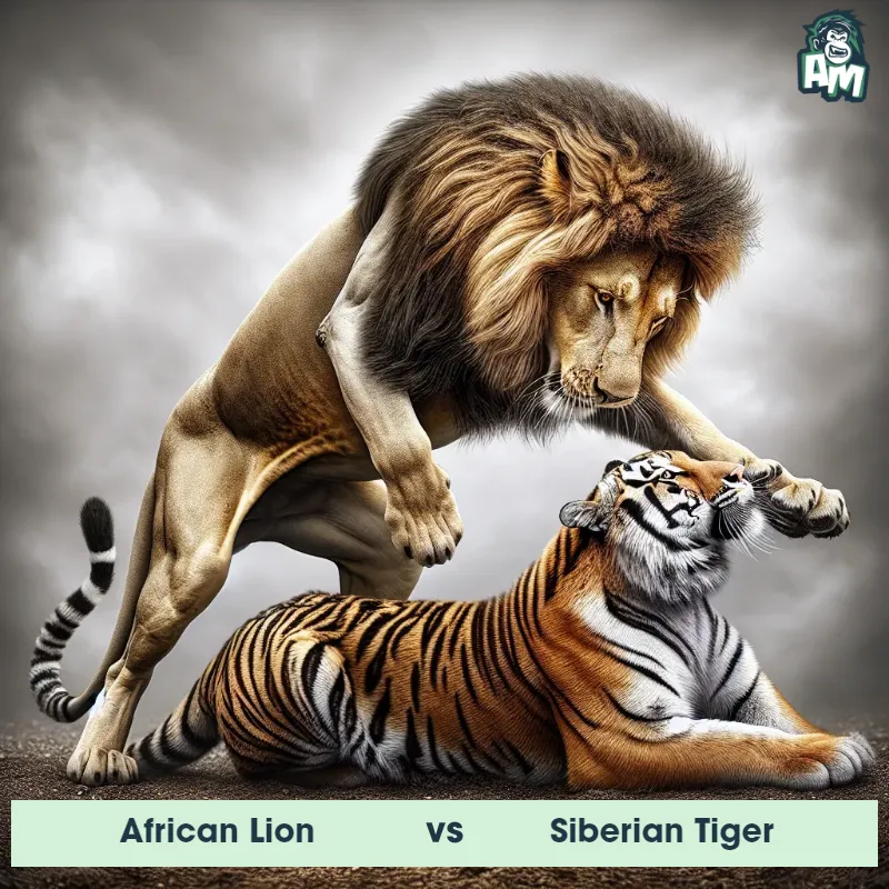 African Lion vs Siberian Tiger, Wrestling, Siberian Tiger On The Offense - Animal Matchup