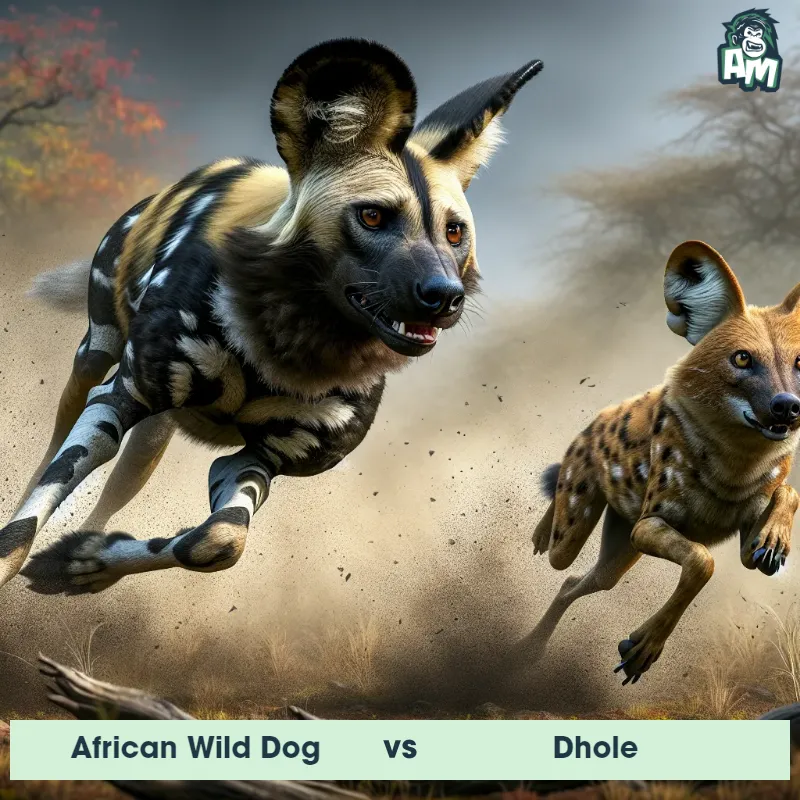 African Wild Dog vs Dhole, Chase, African Wild Dog On The Offense - Animal Matchup