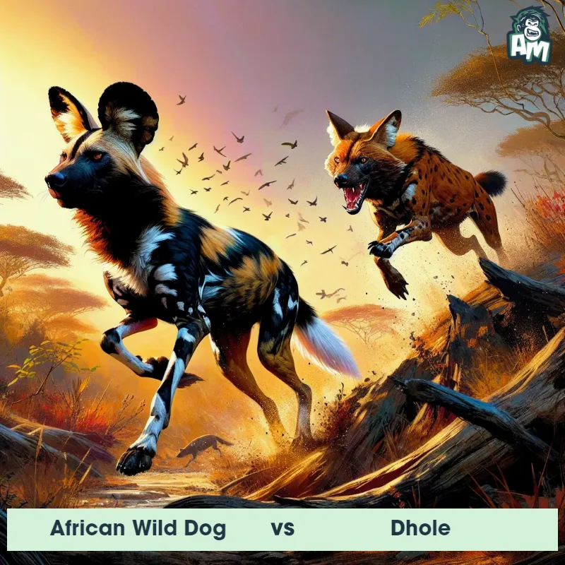 African Wild Dog vs Dhole, Chase, Dhole On The Offense - Animal Matchup
