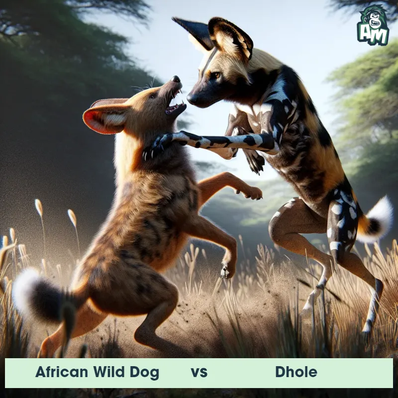 African Wild Dog vs Dhole, Fight, Dhole On The Offense - Animal Matchup