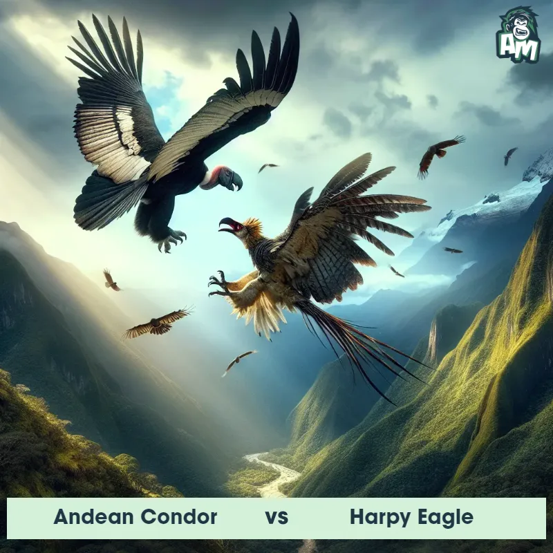 Andean Condor vs Harpy Eagle, Chase, Andean Condor On The Offense - Animal Matchup